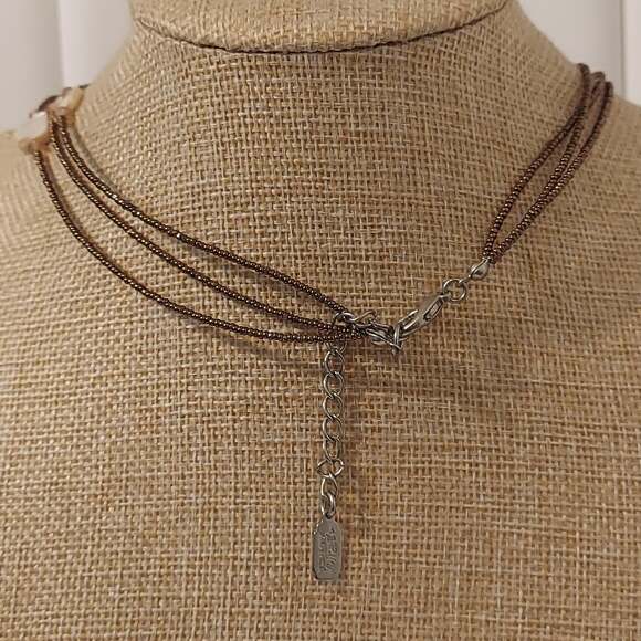 Essence Brown and Cream Made In USA 16" Necklace - Picture 3 of 4
